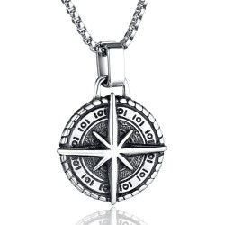 Collana pendente della bussola di vita in acciaio inossidabile che rappresenta una stella del vento.