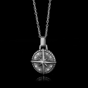 Collier pendentif boussole étoile du nord en argent pour homme