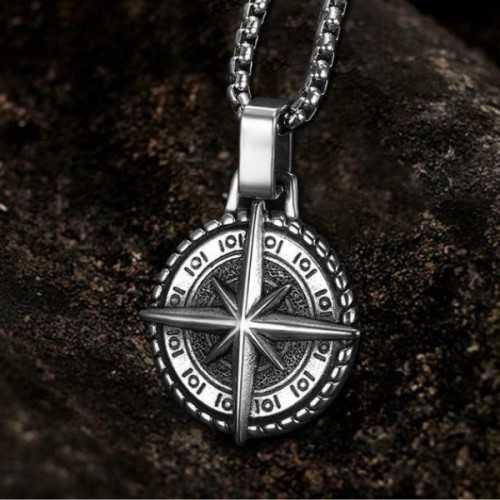 Viking vintage compass pendant with chain