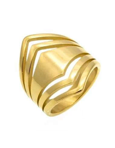 Acero de oro espartado de anillo de mujer con oro minimalista moderno