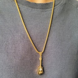 Gitarre Gitarre Gitarre Anhänger Halskette Goldene goldene stahlgold fein