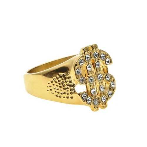 Knight Dollar Men Golden Steel Gold with End Hip Hop Bling
