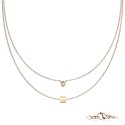 Multi-ranging Necklace Woman Cube Love Faux Diamant Gold Tone Steel
