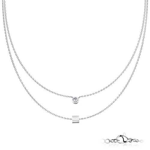 Collar multi-ranging Mujer Cube Love False Diamond Steel Silver