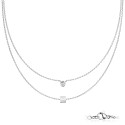 Multi-ranging Necklace Woman Cube Love False Diamond Steel Silver
