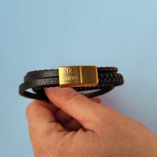 Bracelet cuir et acier personnalisé homme