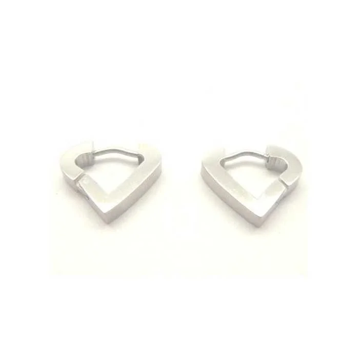 Boucles D'oreilles Cœur En Acier Inoxydable - Neuves Avec étiquettes, Couleur Argenté, Fermoir Clous
