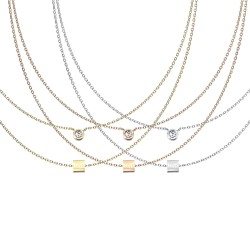Collana multi-range Donna Cube amore Faux diamante oro argento acciaio
