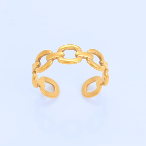 Bague femme acier inoxydable or fin maille chainette câble