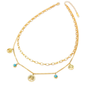 Mujer collar pampillas árbol de la vida y piedra turquesa oro oro
