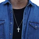 Collier Pendentif Croix Pour Homme Acier Inoxydable chaine cubaine incluse