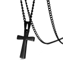 Customizable black stainless steel cross pendant necklace