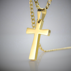 Anhänger für Männer von Latein Kreuz Farbe Gold in Edelstahl