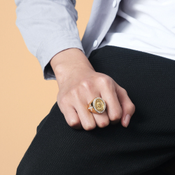 Anillo de hombres Virgen María Cruz Diamantes de acero inoxidable