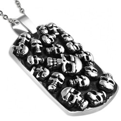 MEN'S PENDANT BIKER SOLID STEEL PLATE SKULLS 1 CHAIN NEW