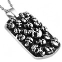 MEN'S PENDANT BIKER SOLID STEEL PLATE SKULLS 1 CHAIN NEW