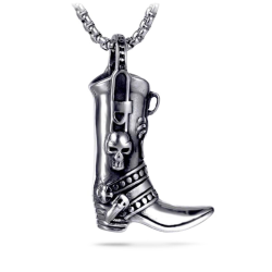 Cowboy Stiefel Halskette Santiag Mann Stahl Totenkopf Totenkopf Kette enthalten