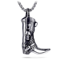 Collier Botte de Cowboy Santiag homme acier crâne tête de mort chaine incluse