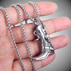 Cowboy Boots Necklace Santiag man steel skull skull chain included