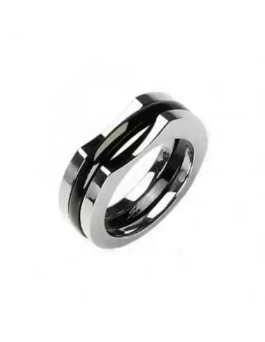 MEN'S RING RING SOLID TITANIUM SILVER COLOR and NEW BLACK PLATE