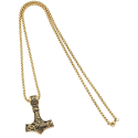 Thor Mjolnir Hammer Anhänger Halskette viking gold plattiert Stahl mit Kette enthalten