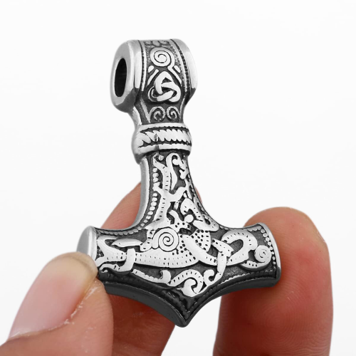 Silver Viking Thor's Hammer Pendant Necklace