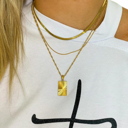 Ketten- und Anhänger Sun IDÉE Goldener Stahl mit feinem Gold für Frauen