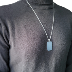 Collier Pendeif Plaque Militaire Hexagonale Homme ACIER Effet Miroir Chaise Inklusive 2
