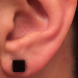 Coppia di orecchini uomini donna in acciaio nero quadrato chiodo 3mm