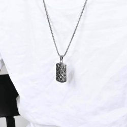 Collier Pendentif Oeil de Providence Dieu Homme Acier Plaque Personnalisable