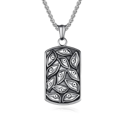 Collier Pendentif Oeil de Providence Dieu Homme Acier Plaque Personnalisable