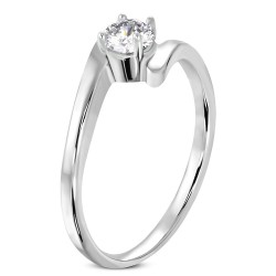 Einzelring Weibliche Stahl und Runde Pierre Zirkon Hochzeit Neuin engagieren