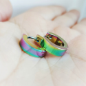 Männer Ohrringe Teen Stahl Rainbow Farbe LGBT Gay Pride Creolen mit Clip