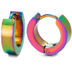 Orecchini misti in acciaio | Créoles spessi arcobaleno LGBT