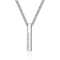 Collier Pendentif Homme Barre Minimaliste en Acier Inoxydable Message Live For Yourself Personnalisable