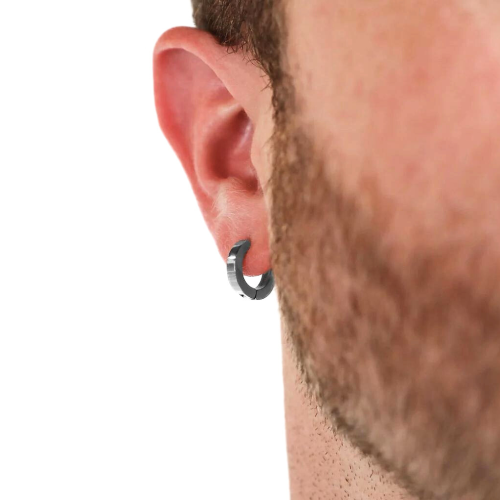 Créoles homme en acier argent