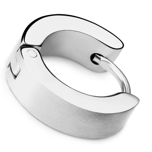 Créoles Homme Acier Inoxydable Couleur Argent à Clips