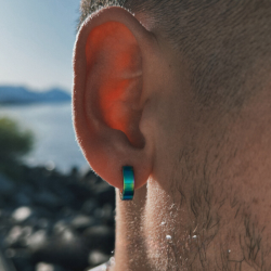 Ore loops Mujer Hombre Ado en Acero Color Arc-en-ciel...