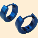 Man Women's Earrings Steel | Creoles blue metallic