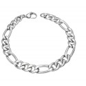 BRACELET GOURMETTE POUR HOMME ACIER FIGARO COULEUR ARGENT 10MM NEUF
