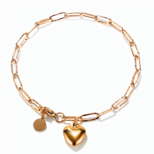 Women's Bracelet Gold Steel Rosé trombone knit Breloque Heart and Medalion Customizable