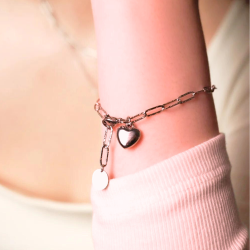 Women's Bracelet Gold Steel Rosé trombone knit Breloque...