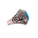 Anillo de Turquesa de Piedra para Hombres Protector de Perfil Tribal