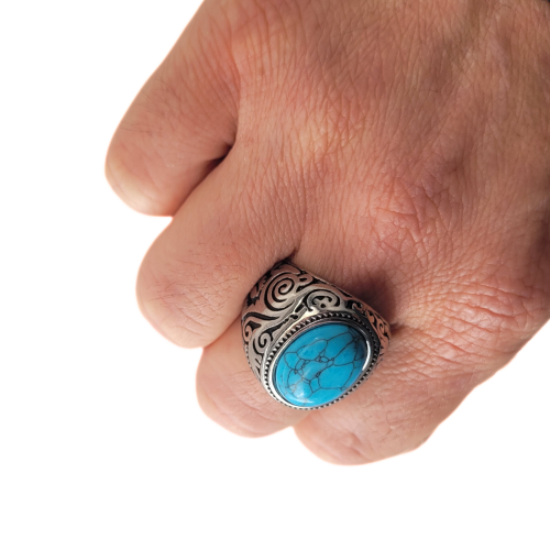 Anillo con piedra turquesa para hombre