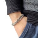 Bracelet Pour Homme Maille Cubaine en Acier Plaque à Graver Personnalisable 8mm