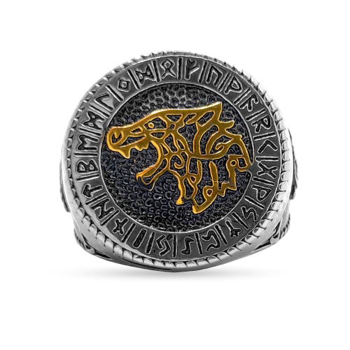 Fenrir Wolf Amulett Siegelring der Wikinger