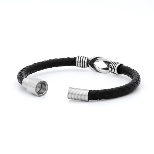 Bracciale in pelle nodo infinito per uomo Chiusura in acciaio magnetico per personalizzare 19 cm