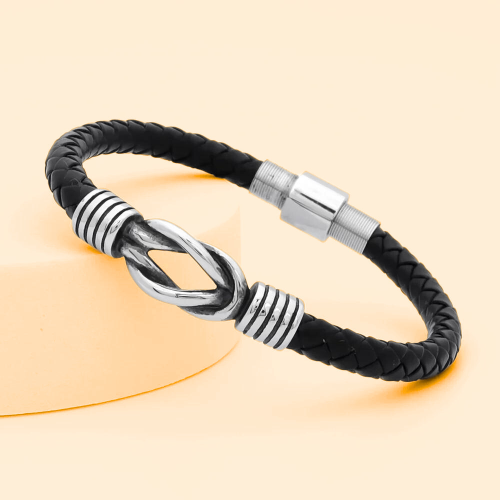 Cinturino in pelle intrecciata con nodo d'amore