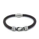 Men's Infinite Node Leather Bracelet with Magnetic Steel Clasp to Customize 19cm