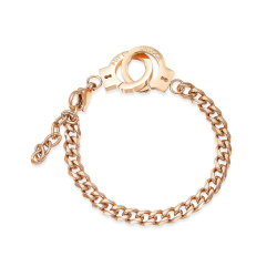 Bracciale coppia per le donne in acciaio inossidabile Oro Rosé Gourmette Maille Cubaine